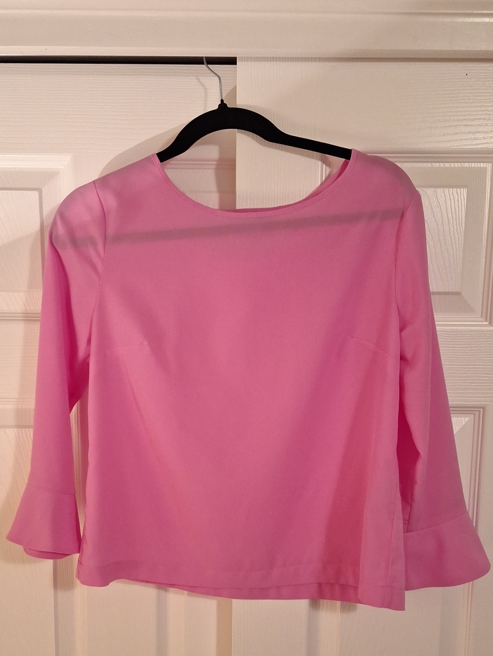 Banana Republic Bright Pink Boatneck Blouse with Flared Sleeves